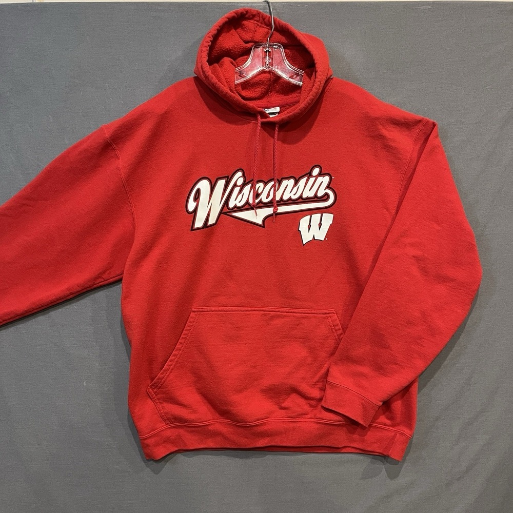Wisconsin Badgers Hoodie Mens XL Red Hooded Pullover Sweatshirt NCAA